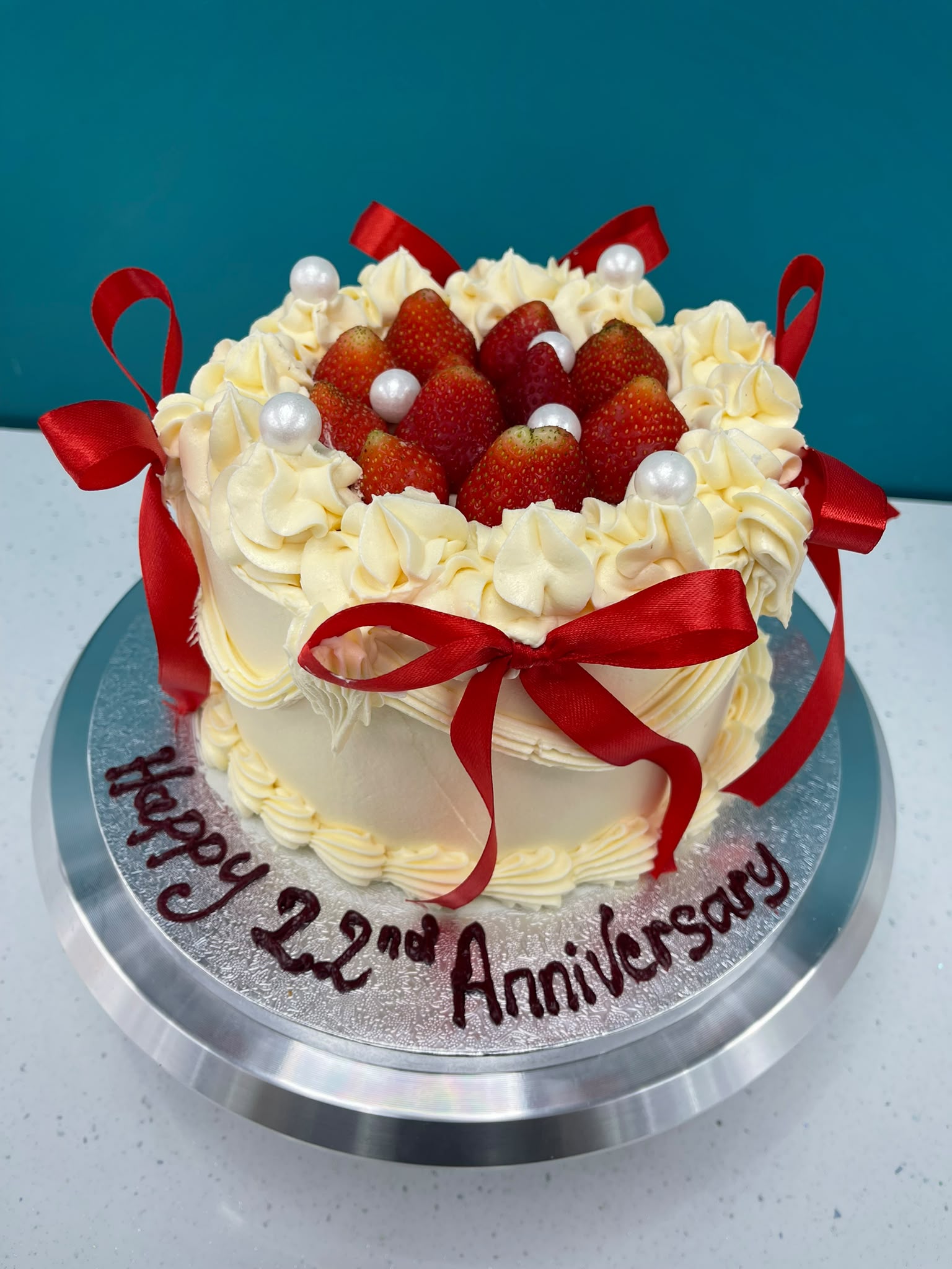 Fruit and pearl celebration cake